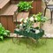 Costway Garden Plant Planter Wooden Wagon Planter W/ Wheel Garden Yard